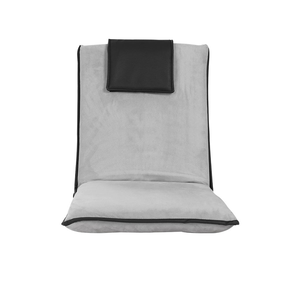 Artiss 2X Floor Lounge Sofa Bed Floor Cushion Velvet Grey Awezingly