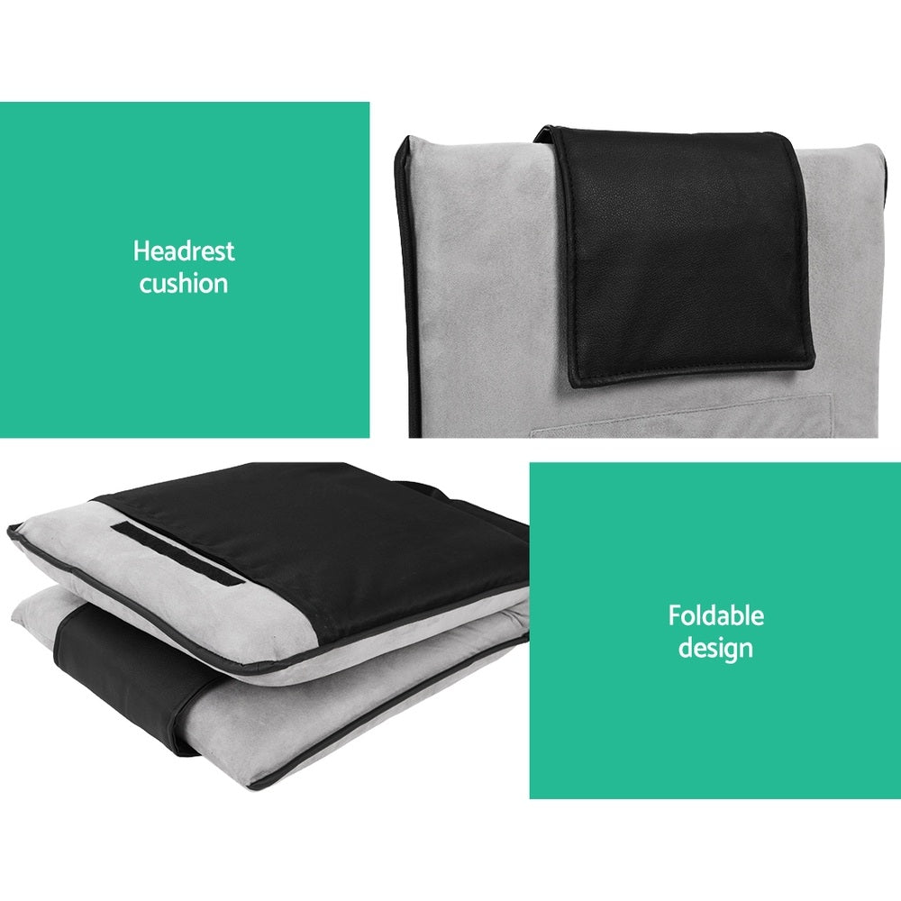 Artiss 4X Floor Lounge Sofa Bed Floor Cushion Velvet Grey Artiss