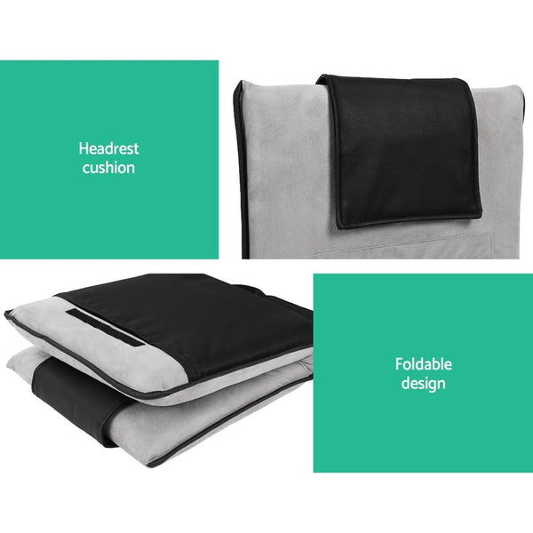 Artiss 4X Floor Lounge Sofa Bed Floor Cushion Velvet Grey Artiss