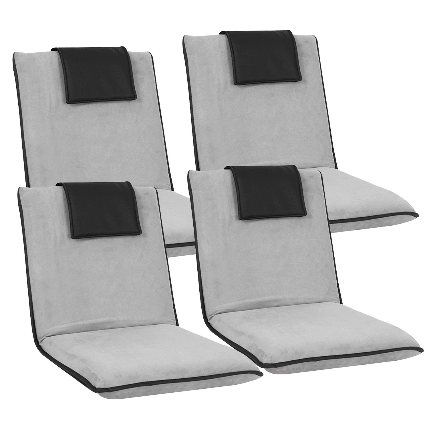 Artiss 4X Floor Lounge Sofa Bed Floor Cushion Velvet Grey Artiss