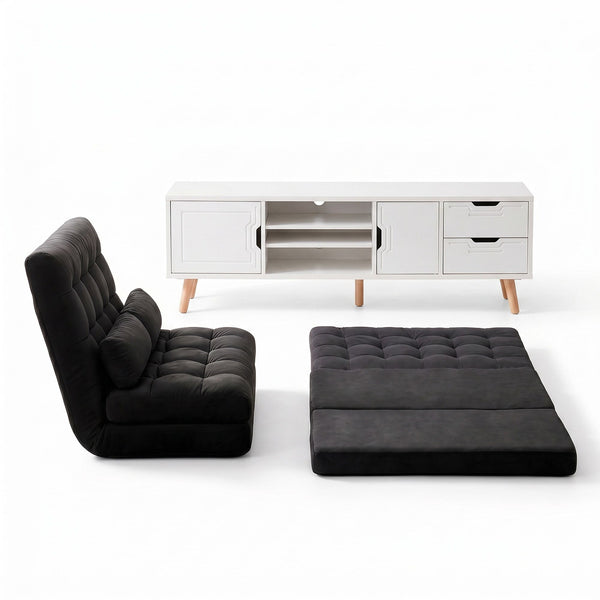 Artiss Sofa Bed Adjustable Floor Chair & TV Unit 120cm Entertainment Cabinet Set Artiss