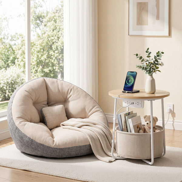 Artiss Floor Lounge and Coffee Table w/ Charging Station Set Artiss