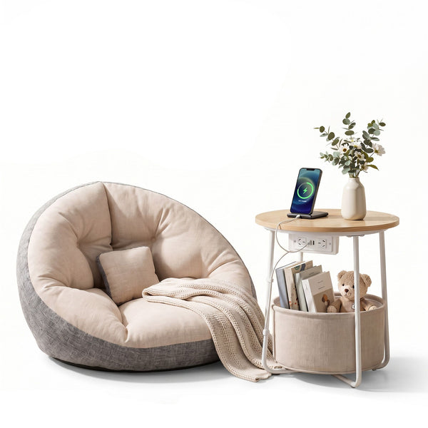 Artiss Floor Lounge and Coffee Table w/ Charging Station Set Artiss