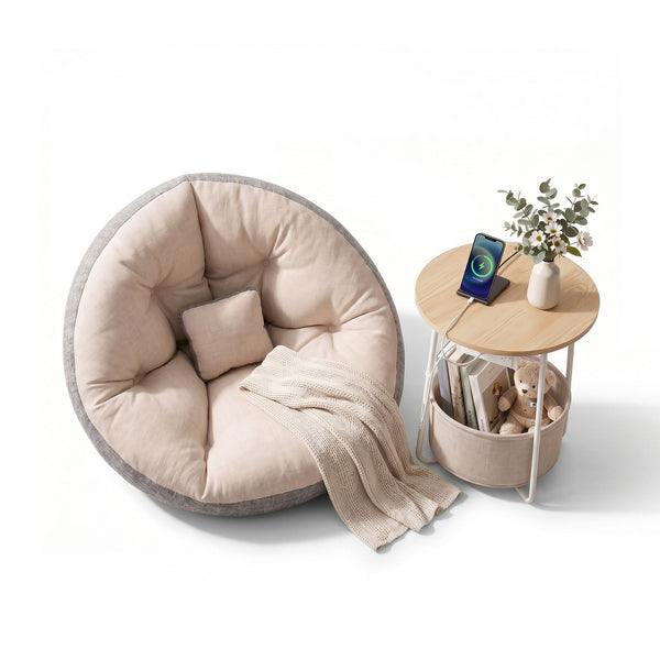 Artiss Floor Lounge and Coffee Table w/ Charging Station Set Artiss