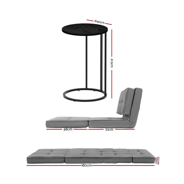 Artiss Single Sofa Bed and Side Table Set, Adjustable Recliner Narrow End Table Artiss