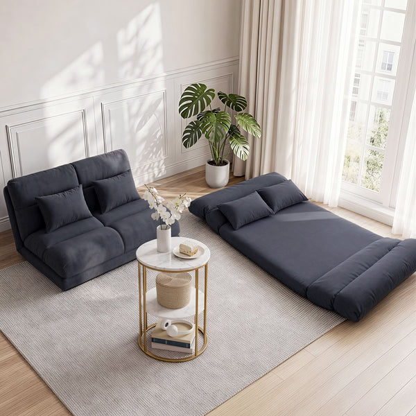 Artiss Floor Lounge Sofa Bed & Coffee Table 2 Tier Marble Effect Side Table Set Artiss