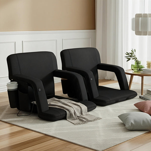 Artiss 2X Floor Lounge Sofa Bed With Armrest Heated Cushion Awezingly