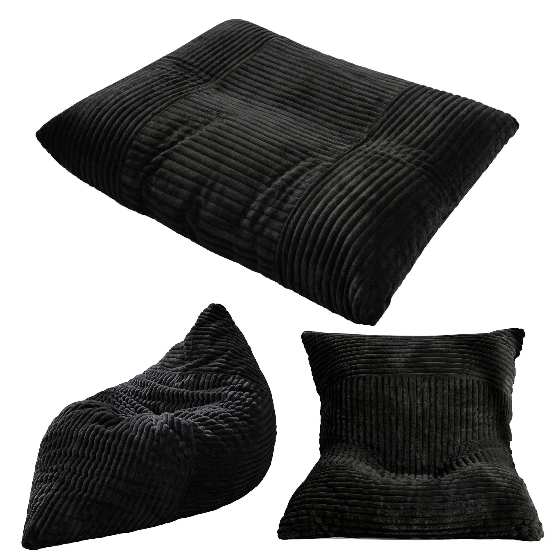 Artiss 3-in-1 Bean Bag Chair for Living Room Convertible Floor Sofa Dark Grey Awezingly