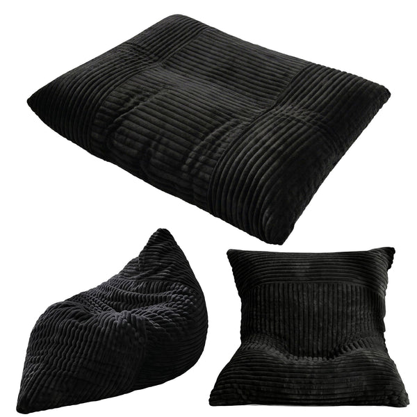 Artiss 3-in-1 Bean Bag Chair for Living Room Convertible Floor Sofa Dark Grey Awezingly