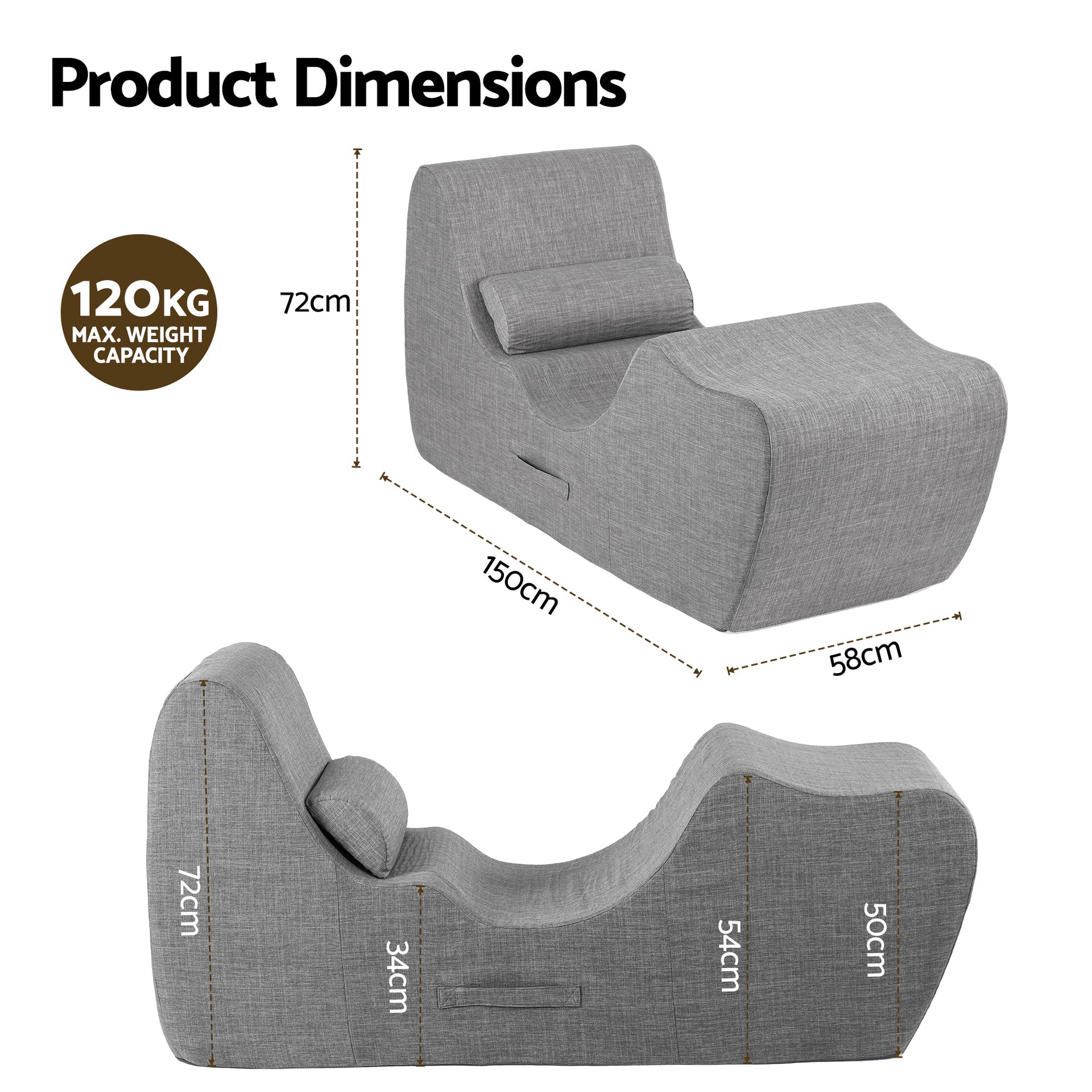 Artiss Chaise Lounge Chair Ergonomic S-Curve Floor Lounger Boneless Lounge Chairs Grey Awezingly