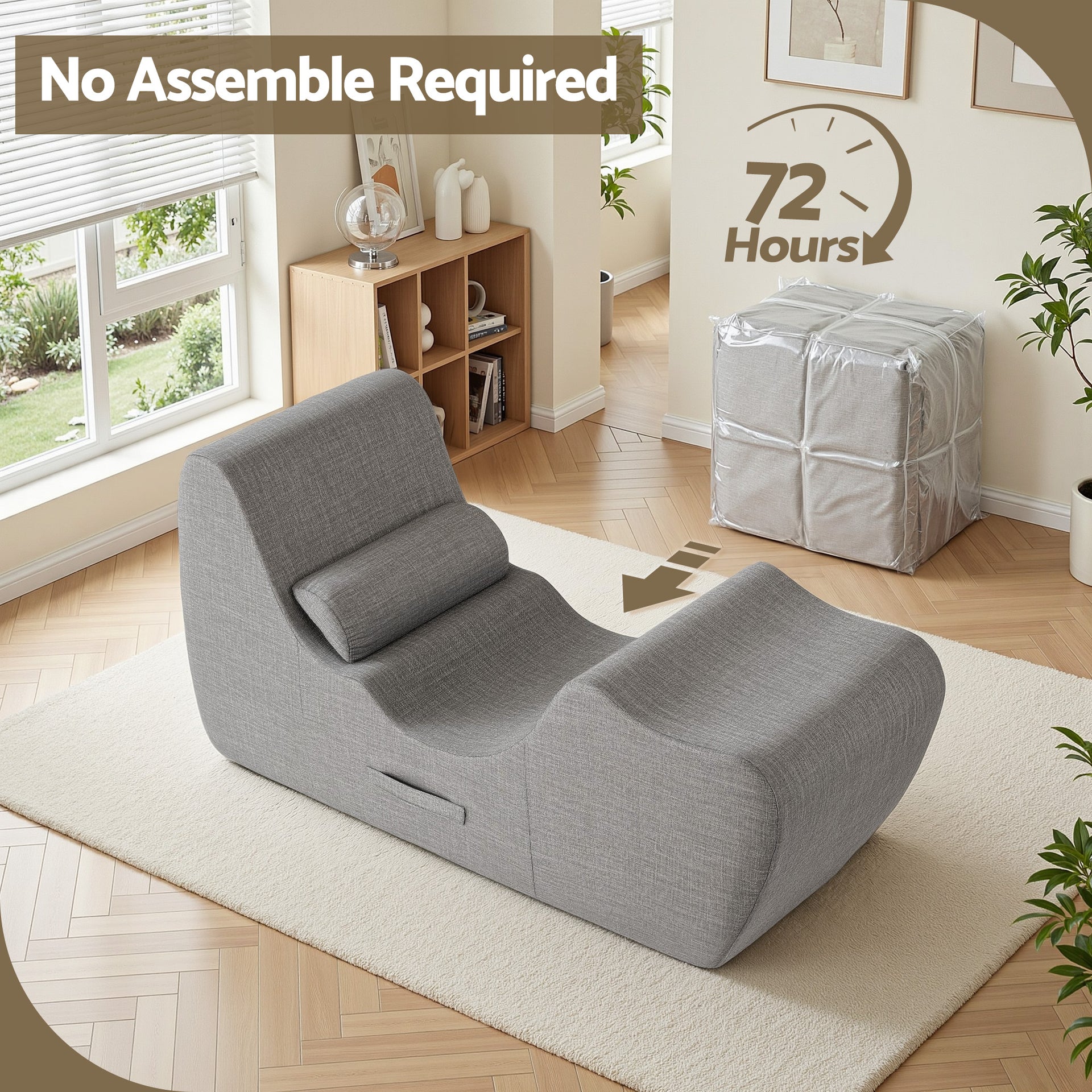 Artiss Chaise Lounge Chair Ergonomic S-Curve Floor Lounger Boneless Lounge Chairs Grey Awezingly