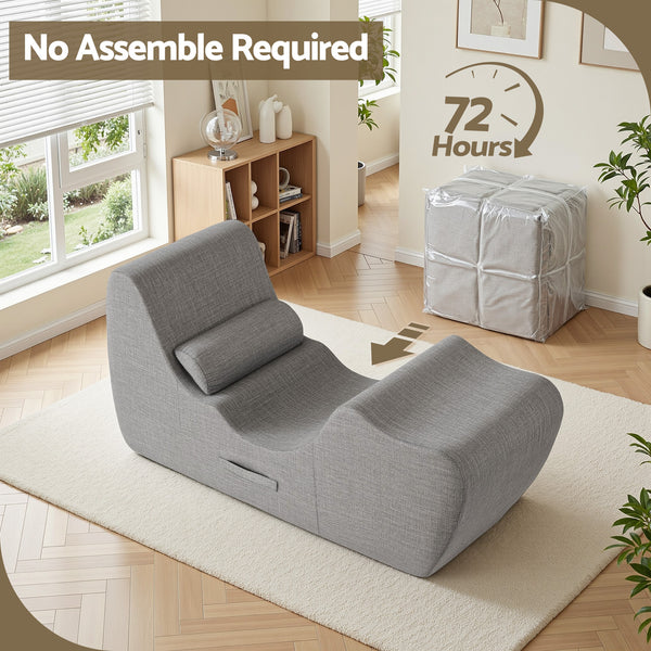 Artiss Chaise Lounge Chair Ergonomic S-Curve Floor Lounger Boneless Lounge Chairs Grey Awezingly