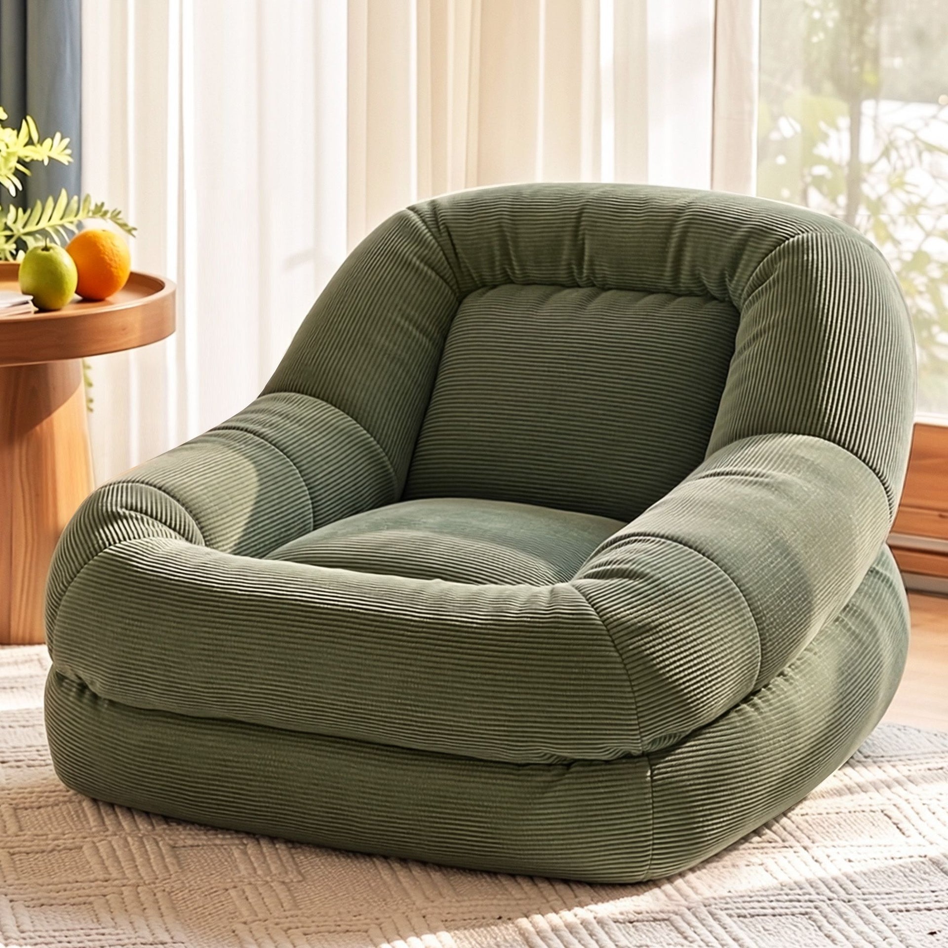 Artiss Armchair Floor Chair Couch Recliner 1 Seater Cloud Chaise Lounge Corduroy Green Awezingly