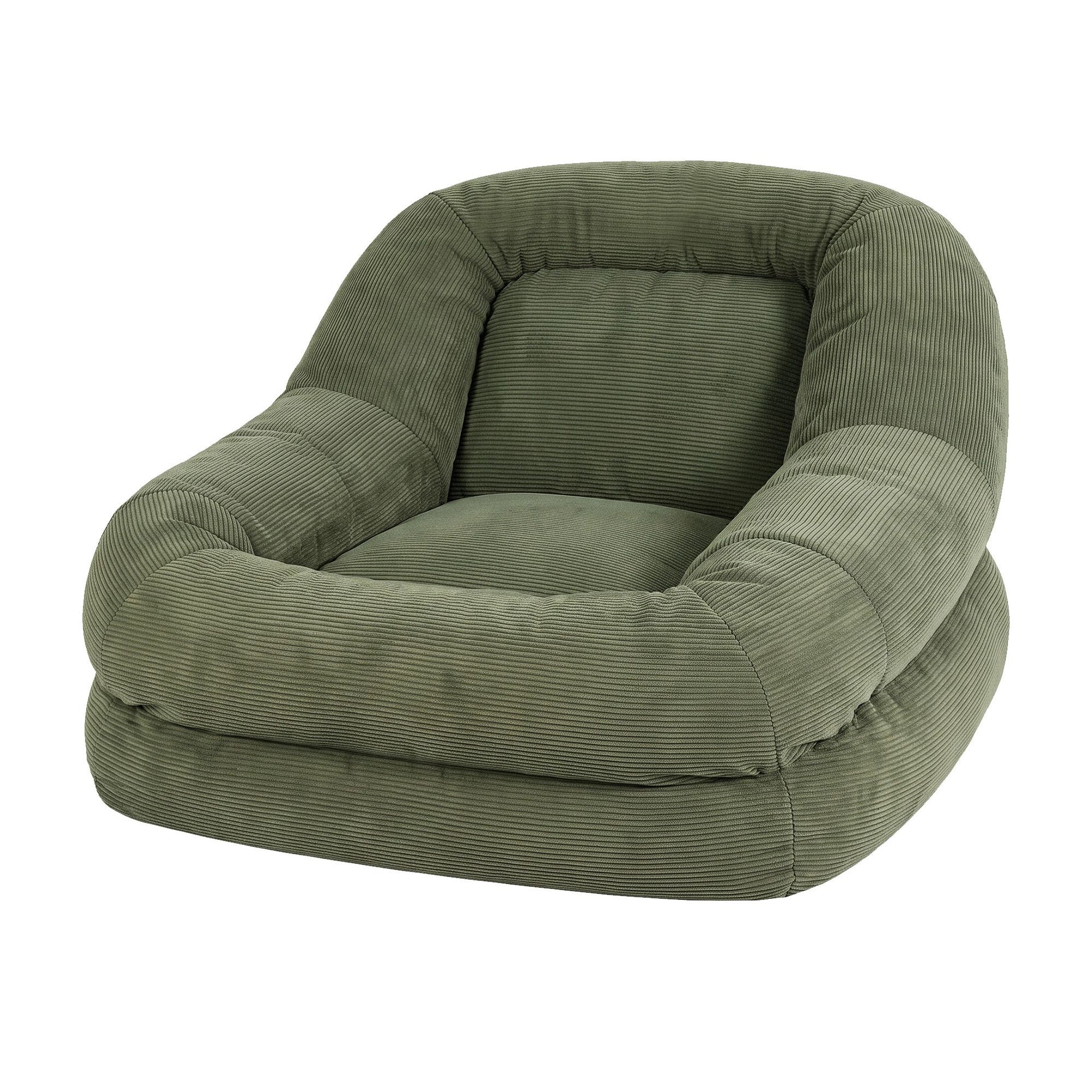 Artiss Armchair Floor Chair Couch Recliner 1 Seater Cloud Chaise Lounge Corduroy Green Awezingly