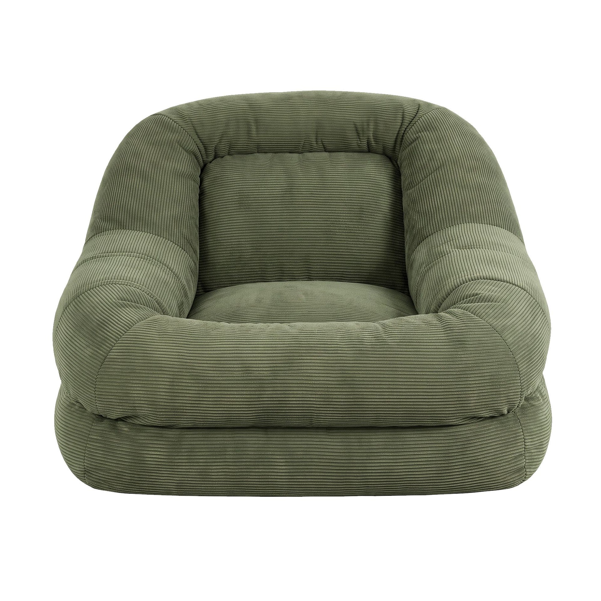 Artiss Armchair Floor Chair Couch Recliner 1 Seater Cloud Chaise Lounge Corduroy Green Awezingly