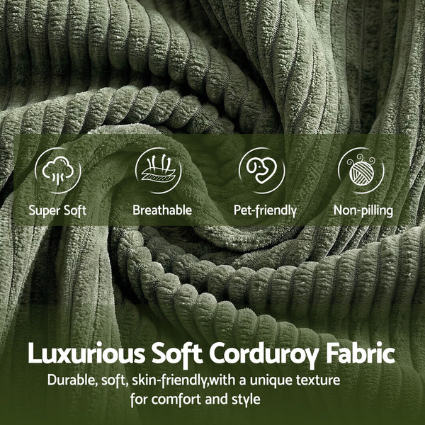 Artiss Armchair Floor Chair Couch Recliner 1 Seater Cloud Chaise Lounge Corduroy Green Awezingly