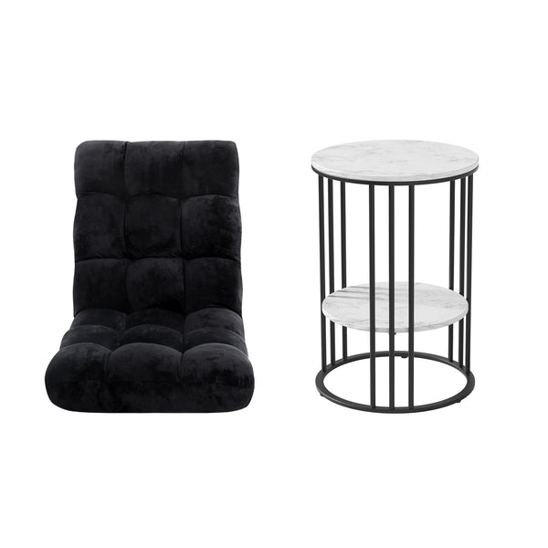 Artiss Sofa Bed Floor Lounge Recliner Foldable Chair & Side Table Bundle Artiss