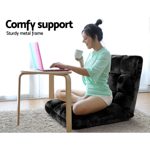 Artiss Sofa Bed Floor Lounge Recliner Foldable Chair & Side Table Bundle Artiss