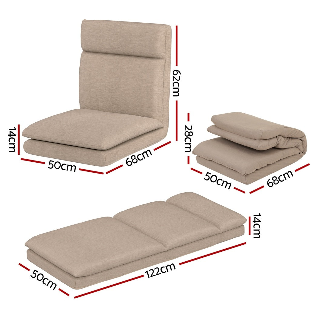 Artiss 2XFloor Chair Sofa Linen Beige Awezingly