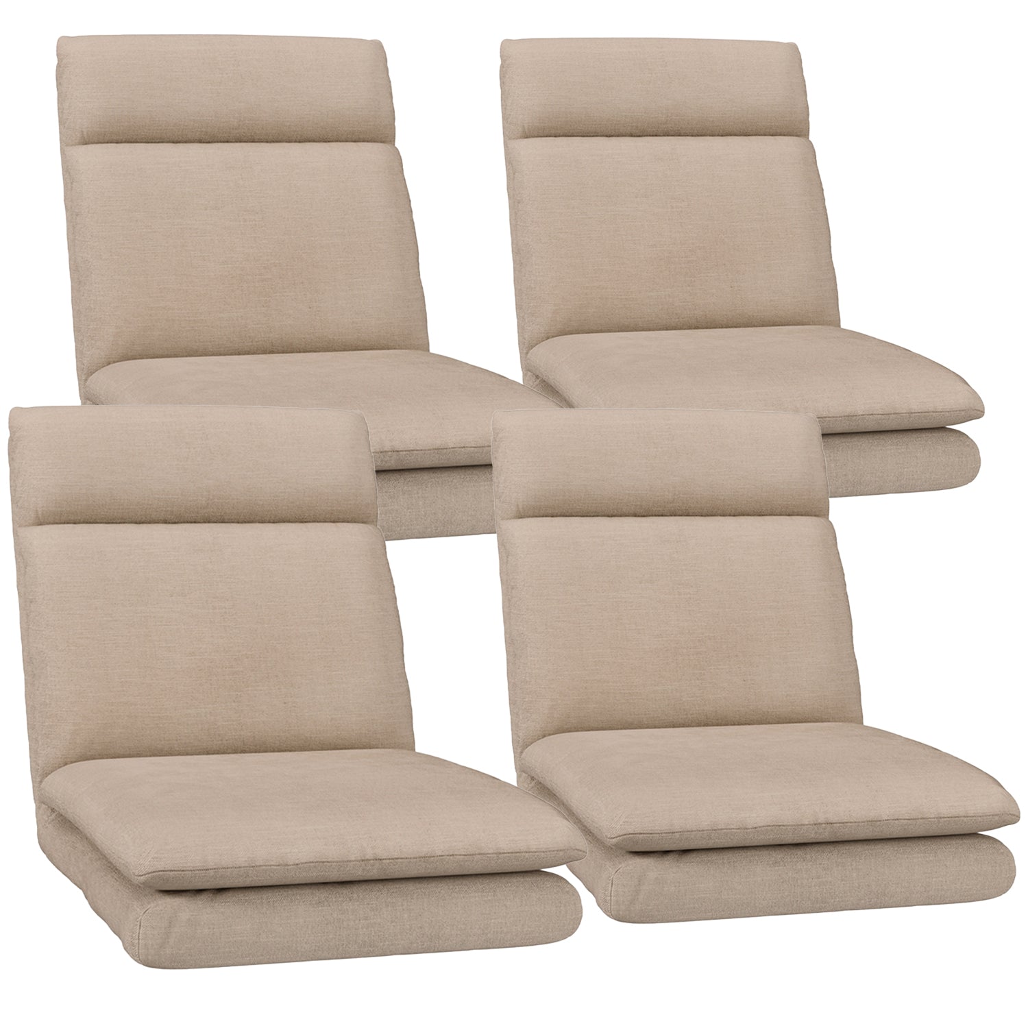 Artiss 4XFloor Chair Sofa Linen Beige Awezingly