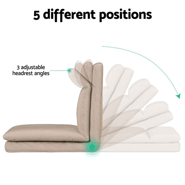 Artiss 4XFloor Chair Sofa Linen Beige Awezingly