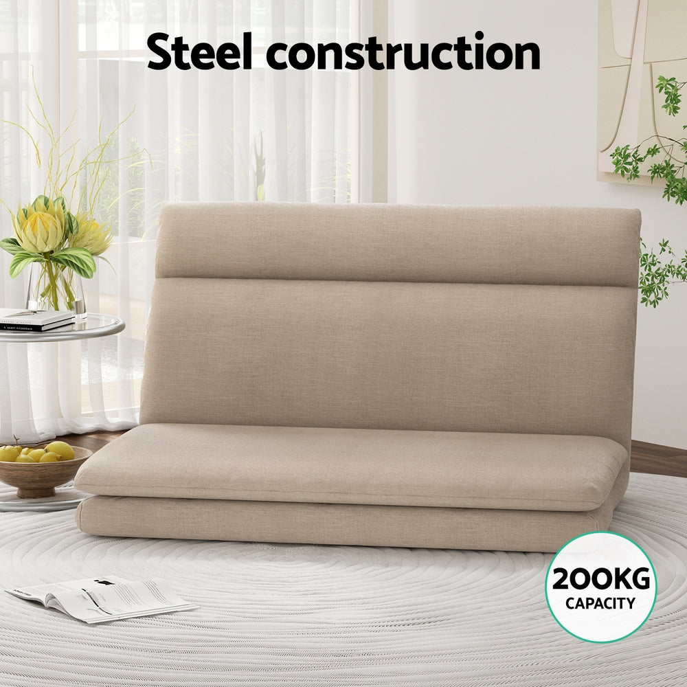 Artiss Floor Chair Sofa 2 Seater Linen Beige Artiss