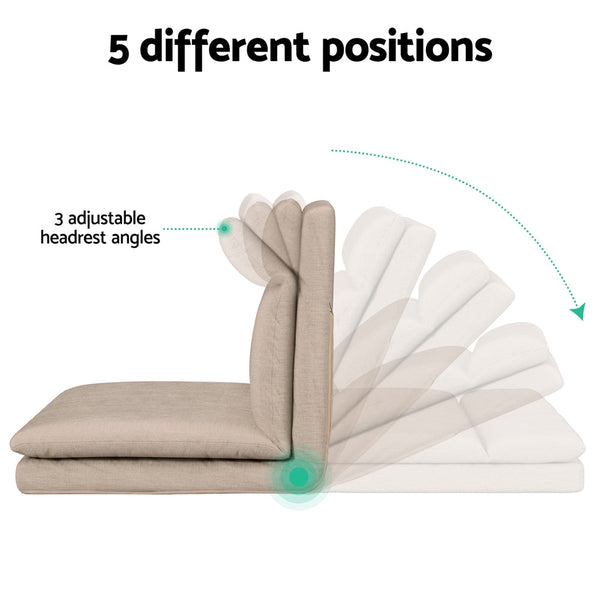 Artiss Floor Chair Sofa 2 Seater Linen Beige Artiss