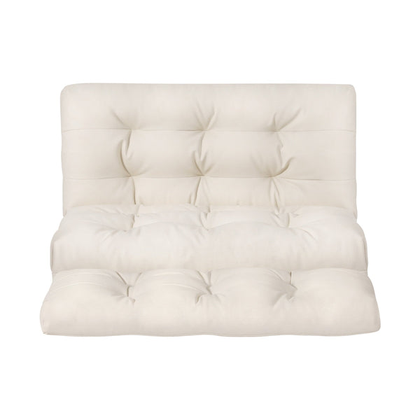 Artiss Floor Lounge Sofa Bed 2 Seater Pillow Leather White Artiss