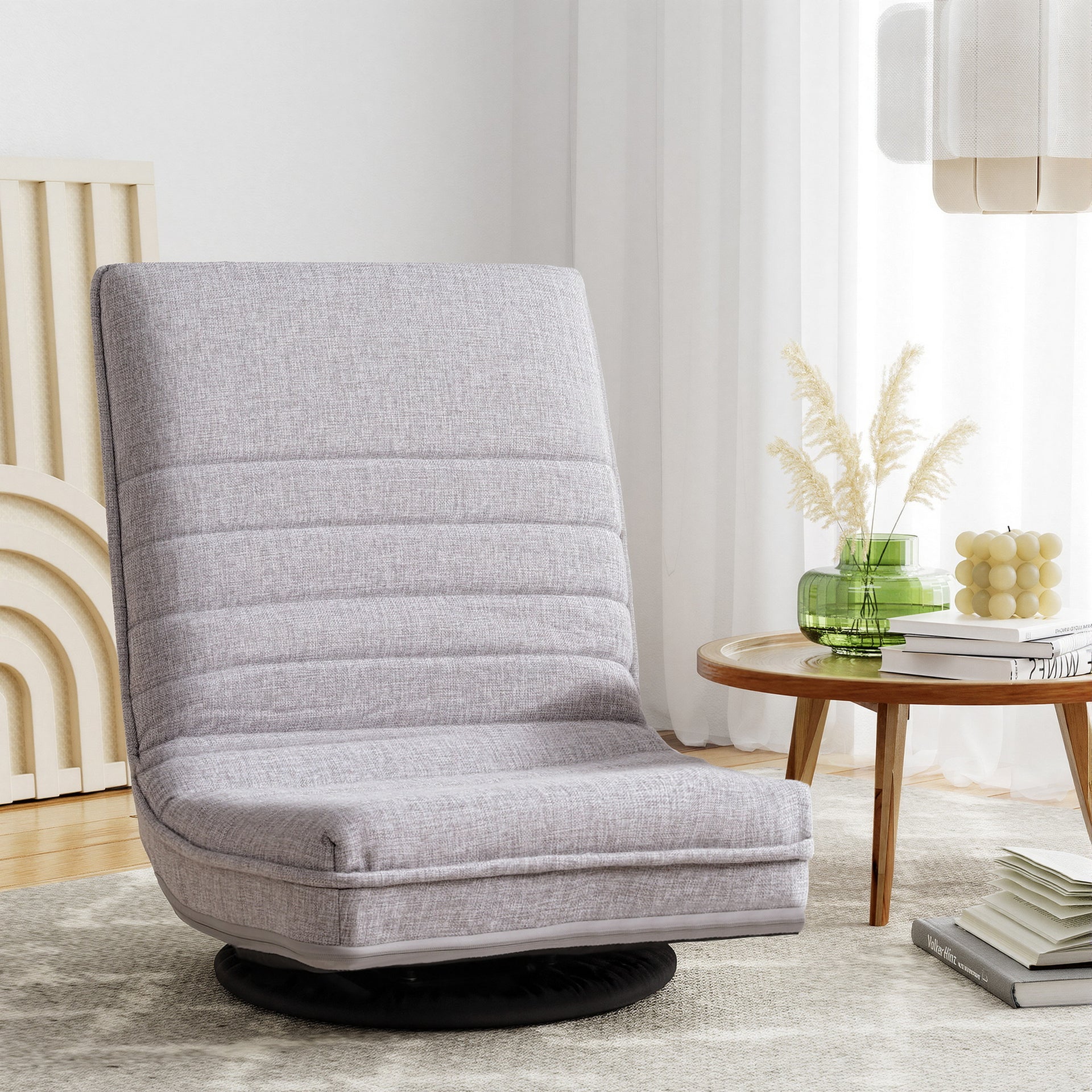 Ariss Swivel Floor Chair 360 Adjustable Foldable Lounge Seat Floor Sofa Chair Grey Awezingly