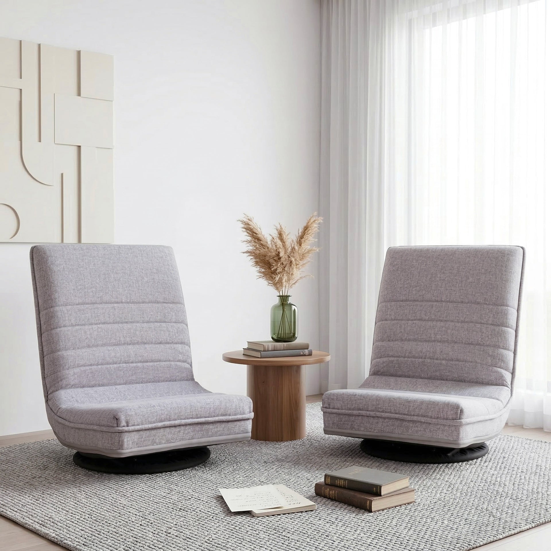 Artiss 2 Swivel Floor Chair 360 Adjustable Foldable Lounge Seat Floor Sofa Chair Grey Awezingly