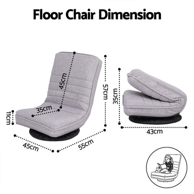 Artiss 2 Swivel Floor Chair 360 Adjustable Foldable Lounge Seat Floor Sofa Chair Grey