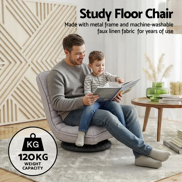 Artiss 2 Swivel Floor Chair 360 Adjustable Foldable Lounge Seat Floor Sofa Chair Grey Awezingly