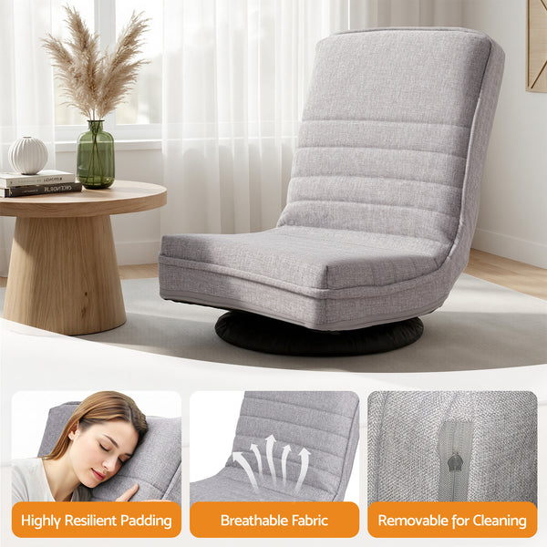 Artiss 2 Swivel Floor Chair 360 Adjustable Foldable Lounge Seat Floor Sofa Chair Grey Awezingly