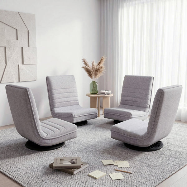 Artiss 4PCS Swivel Floor Chair 360 Adjustable Foldable Lounge Seat Floor Sofa Chair Grey Awezingly