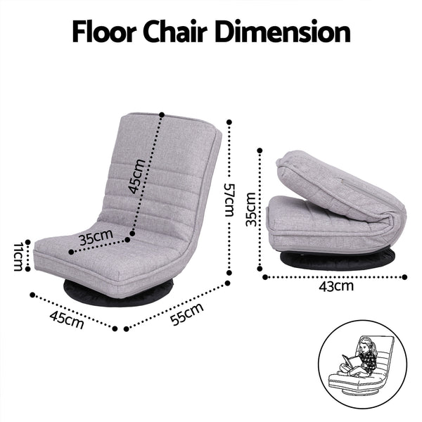 Artiss 4PCS Swivel Floor Chair 360 Adjustable Foldable Lounge Seat Floor Sofa Chair Grey Awezingly