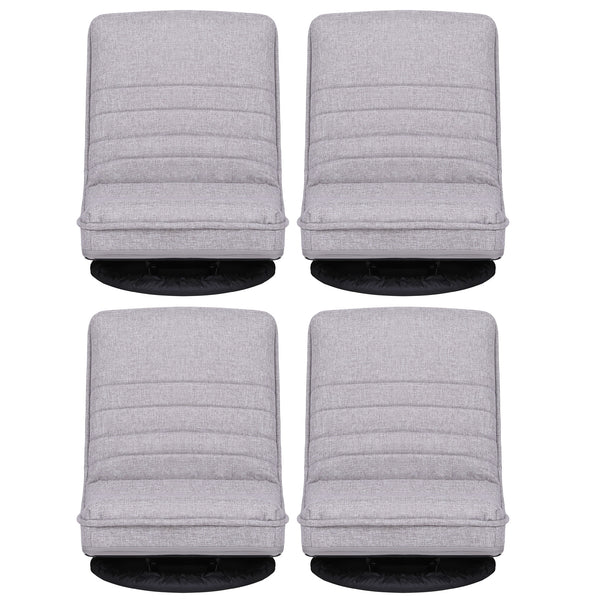 Artiss 4PCS Swivel Floor Chair 360 Adjustable Foldable Lounge Seat Floor Sofa Chair Grey Awezingly