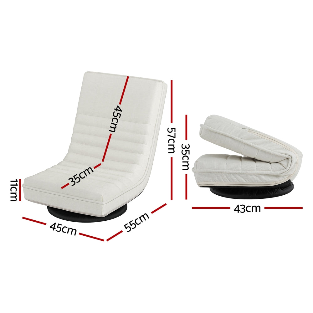 Artiss Floor Lounge Sofa Swivel Foldable Linen White Artiss