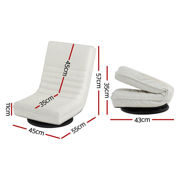 Artiss Floor Lounge Sofa Swivel Foldable Linen White Artiss