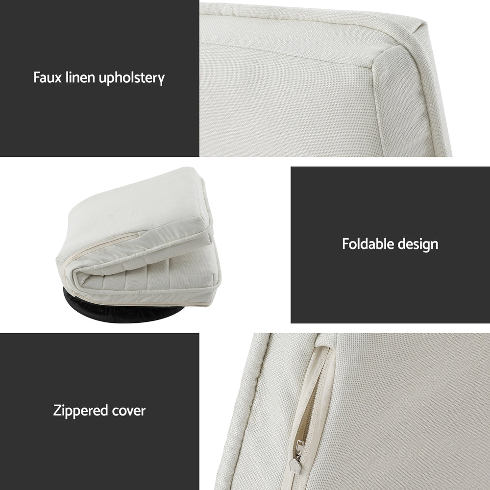 Artiss Floor Lounge Sofa Swivel Foldable Linen White Artiss