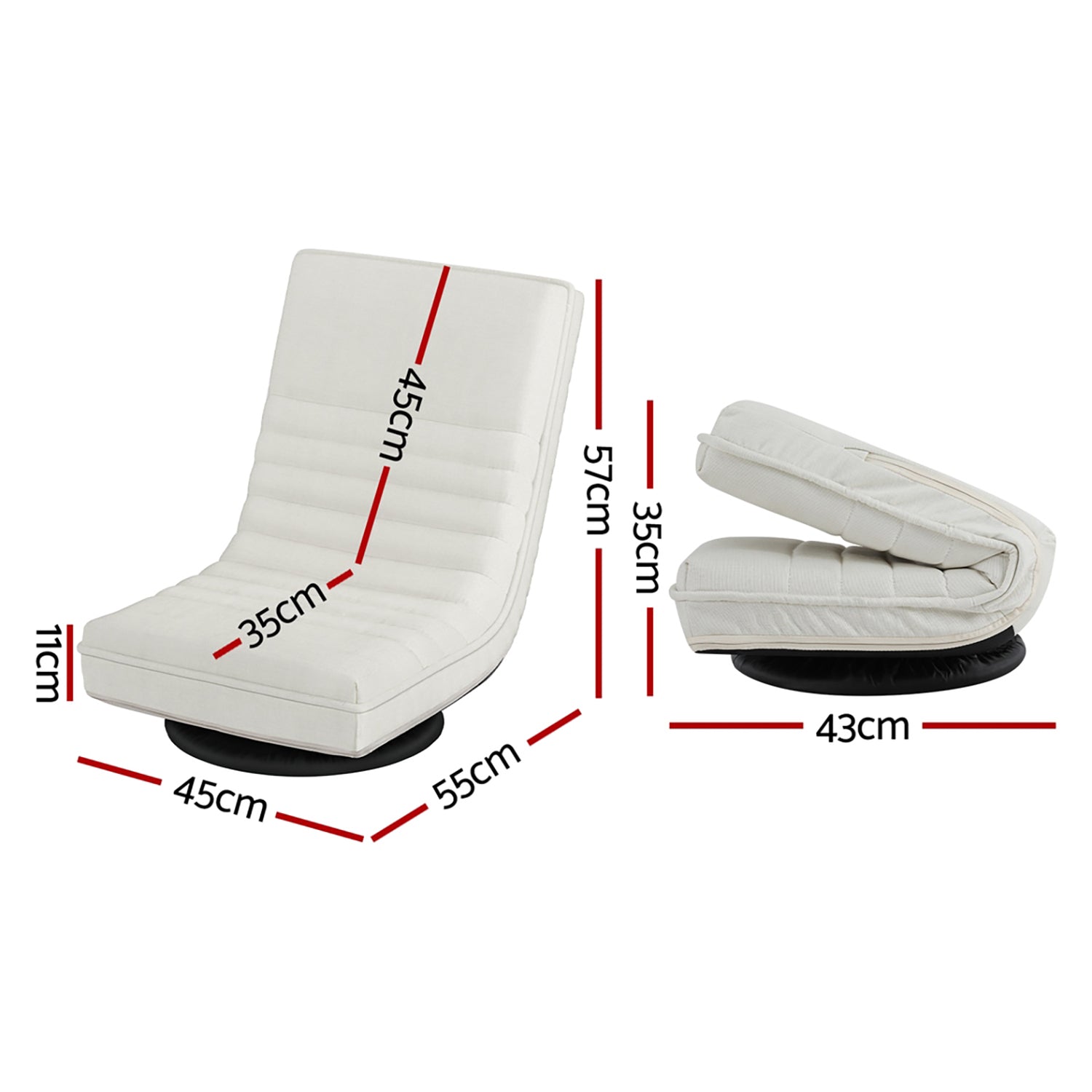 Artiss 2XFloor Chair Lounge Sofa Swivel Foldable Linen White Awezingly