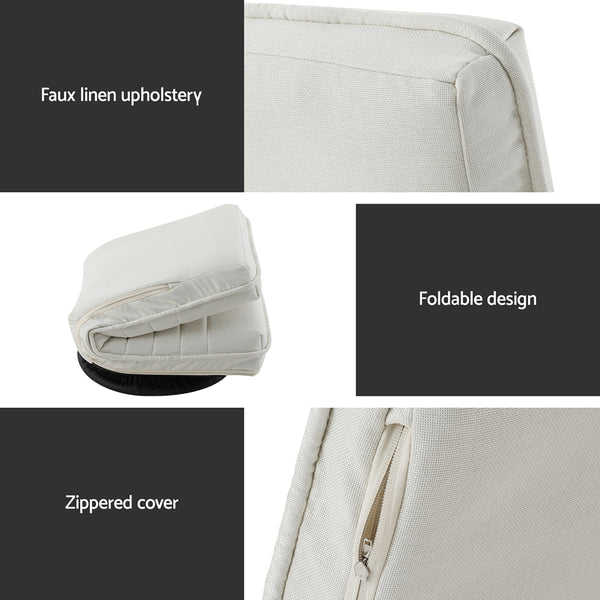 Artiss 2XFloor Chair Lounge Sofa Swivel Foldable Linen White Awezingly