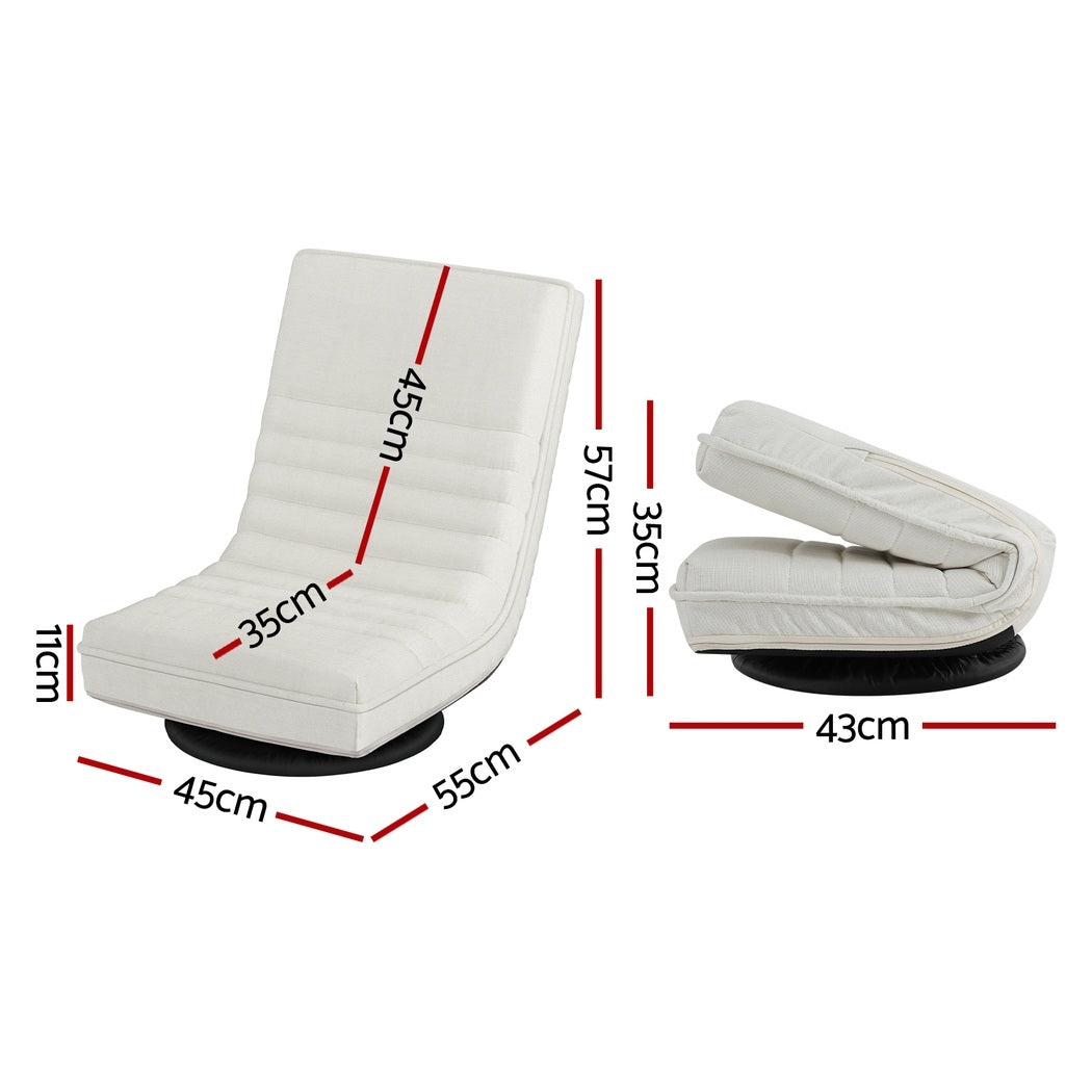Artiss 4XFloor Chair Lounge Sofa Swivel Foldable Linen White Awezingly