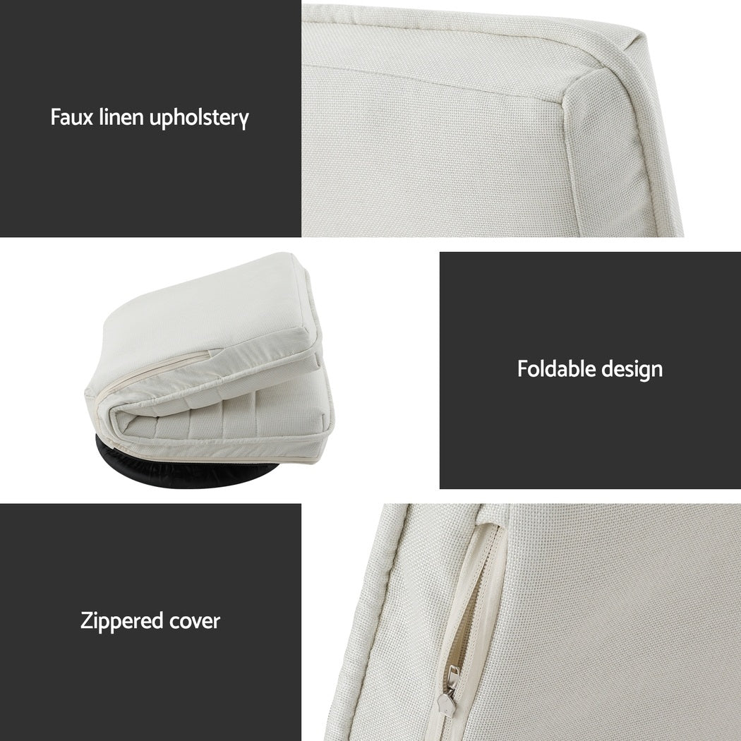 Artiss 4XFloor Chair Lounge Sofa Swivel Foldable Linen White Awezingly