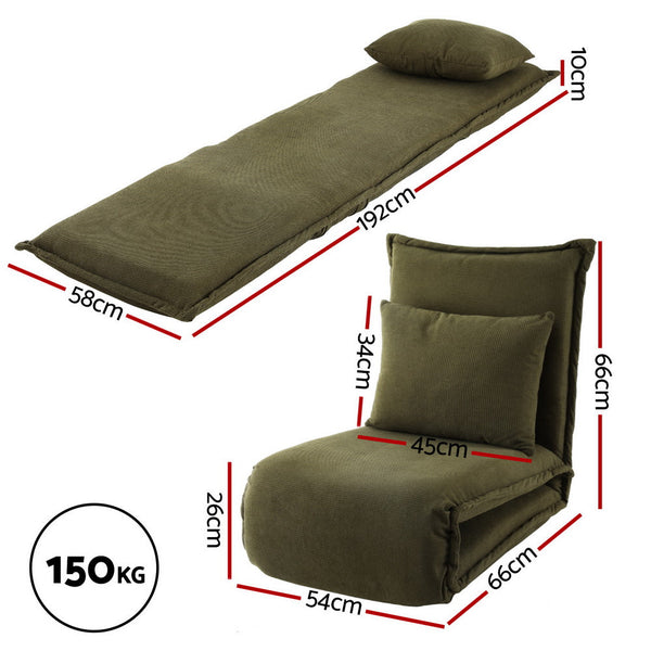 Artiss Floor Lounge Sofa Bed Foldable Green Awezingly