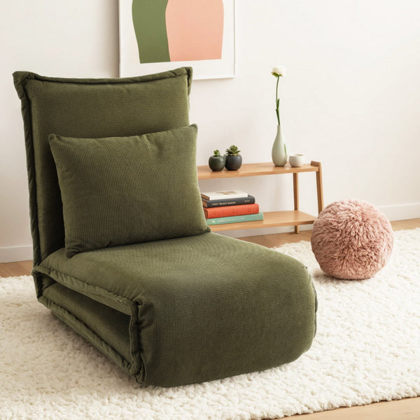 Artiss Floor Lounge Sofa Bed Foldable Green Awezingly