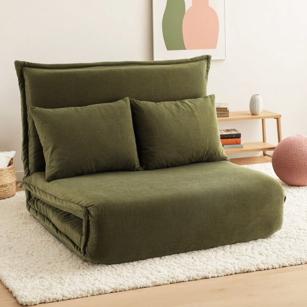 Artiss Floor Lounge Sofa Bed Foldable 2 Seater Green Awezingly