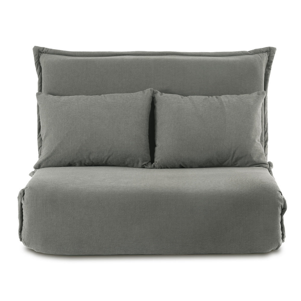 Artiss Floor Lounge Sofa Bed Foldable 2 Seater Grey Artiss