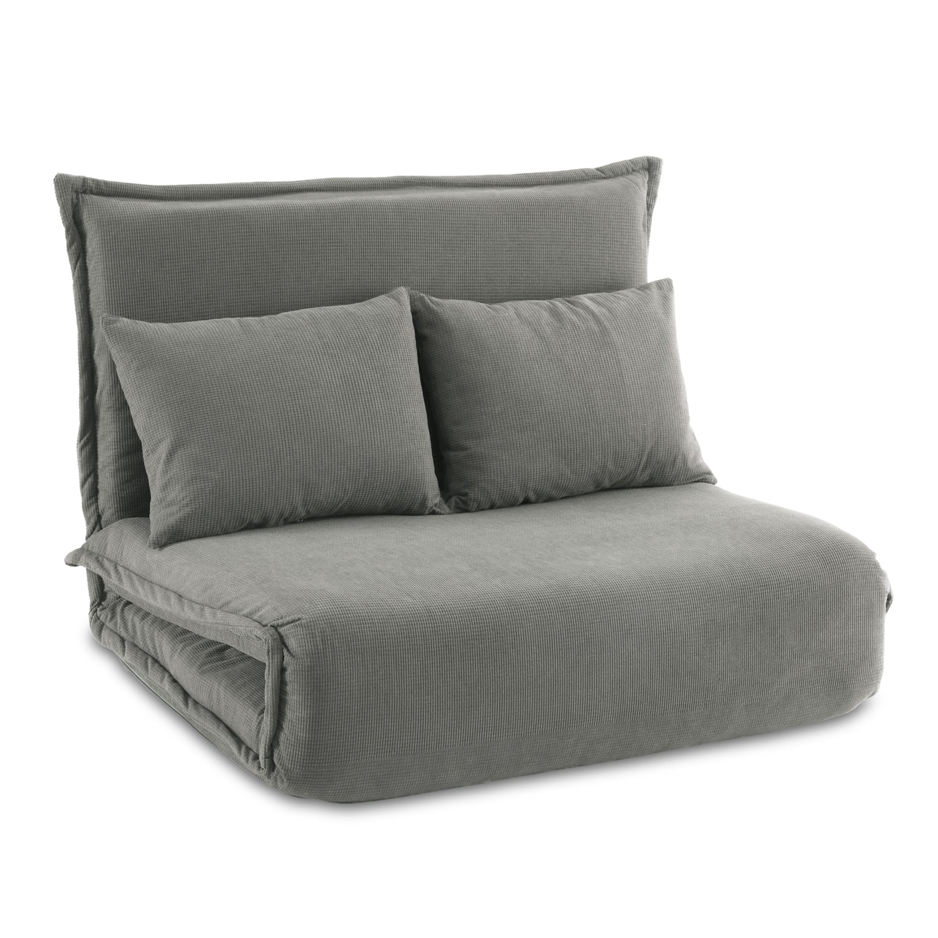Artiss Floor Lounge Sofa Bed Foldable 2 Seater Grey Artiss