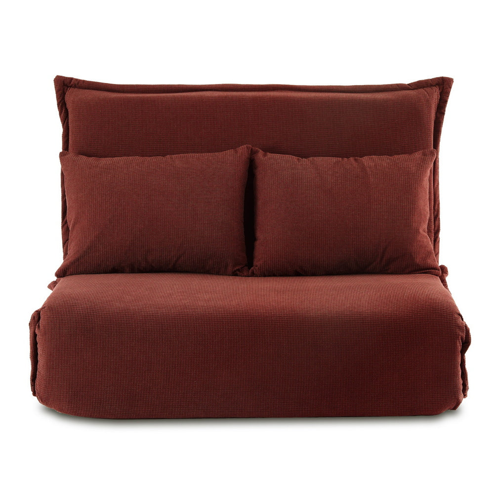 Artiss Floor Lounge Sofa Bed Foldable 2 Seater Orange Artiss