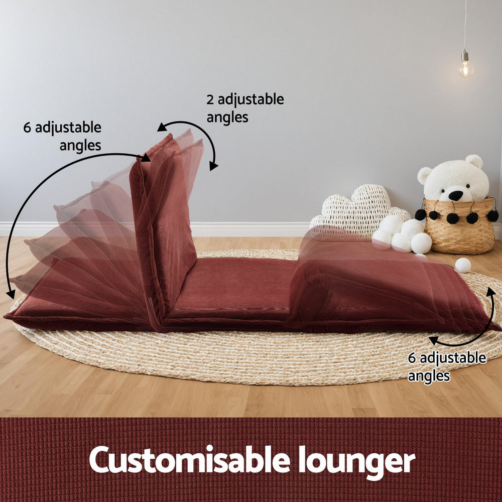 Artiss Floor Lounge Sofa Bed Foldable 2 Seater Orange Artiss